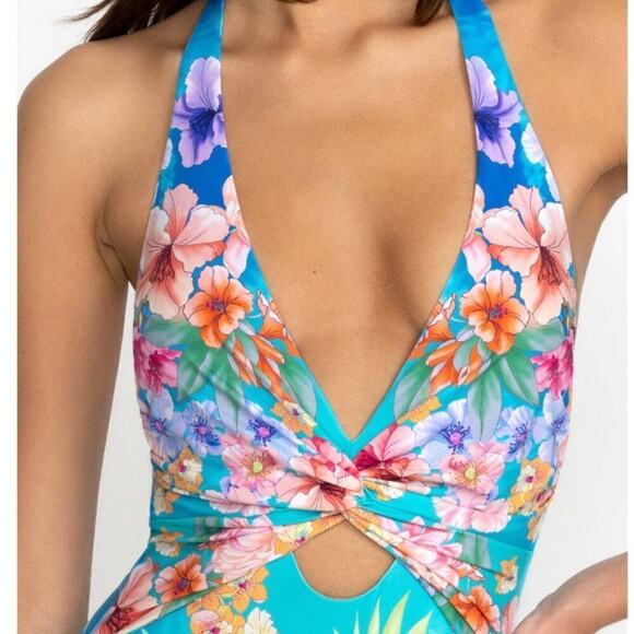 Johnny Was Women's XS Swimsuit Water Tropic Floral Twist Keyhole One Piece NWT - Picture 4 of 15
